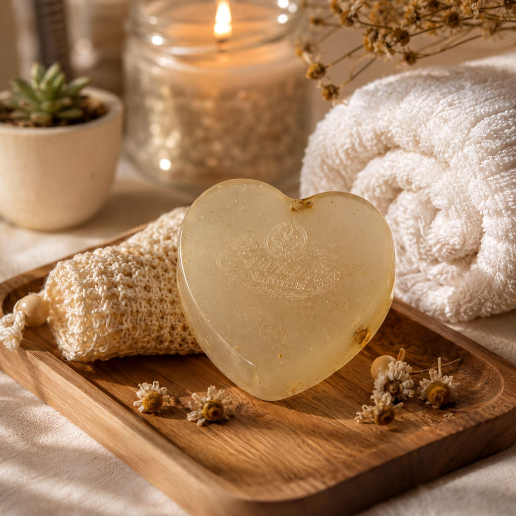 Skin Calming Soap, Heart-Shaped Handmade Bar | Glycerin | Fragrance-Free Gentle Cleanser