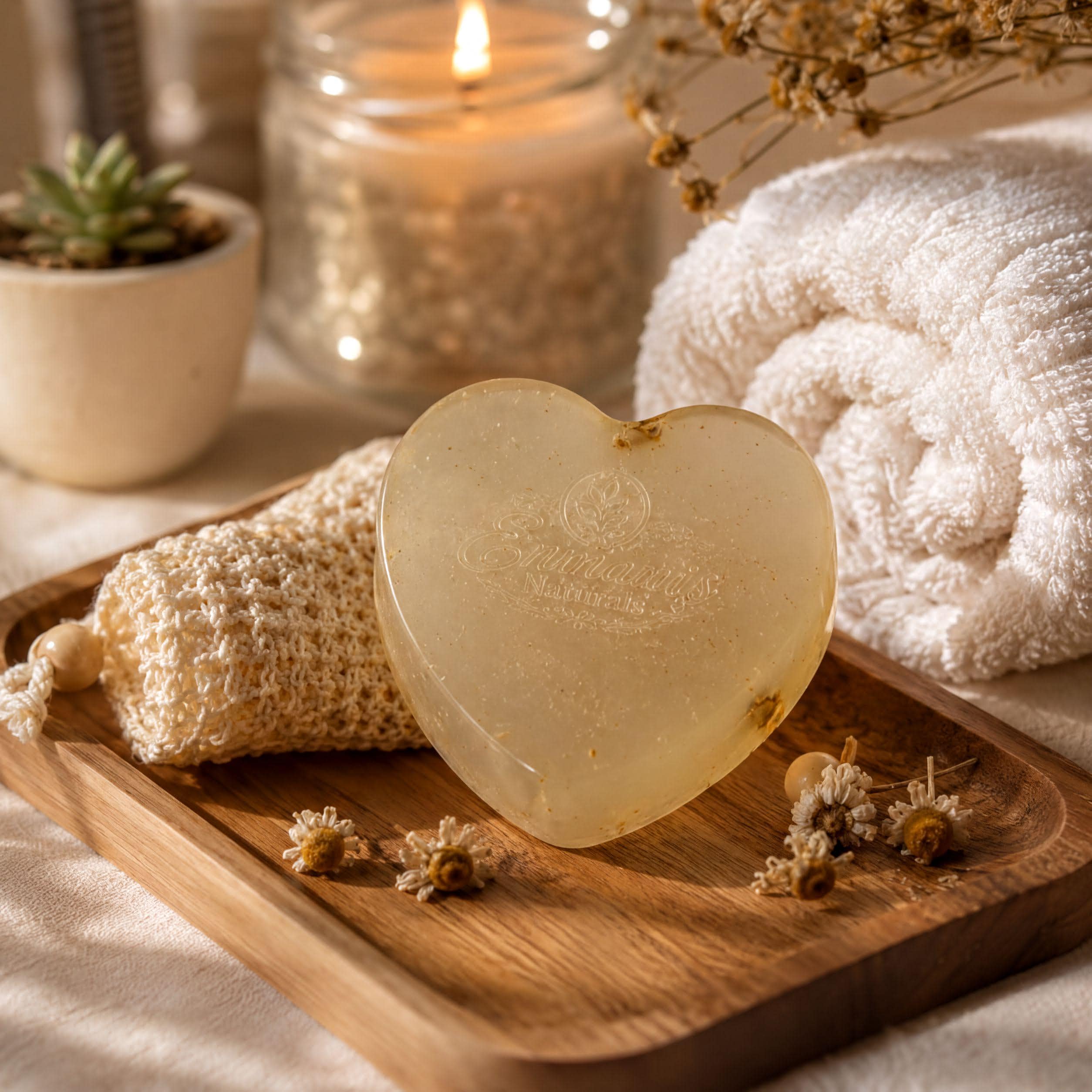 Skin Calming Soap, Heart-Shaped Handmade Bar | Glycerin | Fragrance-Free Gentle Cleanser