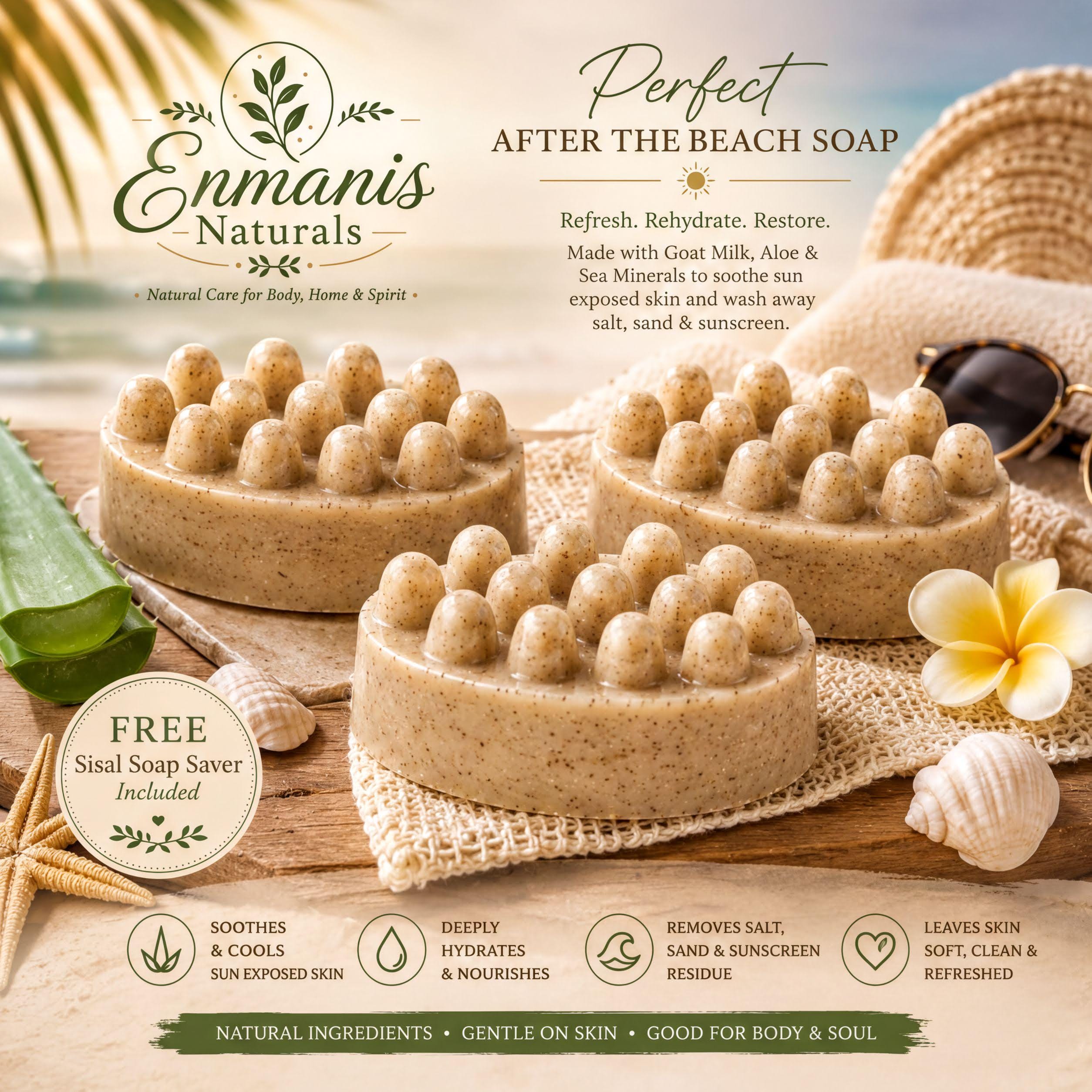 After Beach Massage Bar | Goat Milk Aloe Vera Salt Reset Soap (4–4.5 Oz)