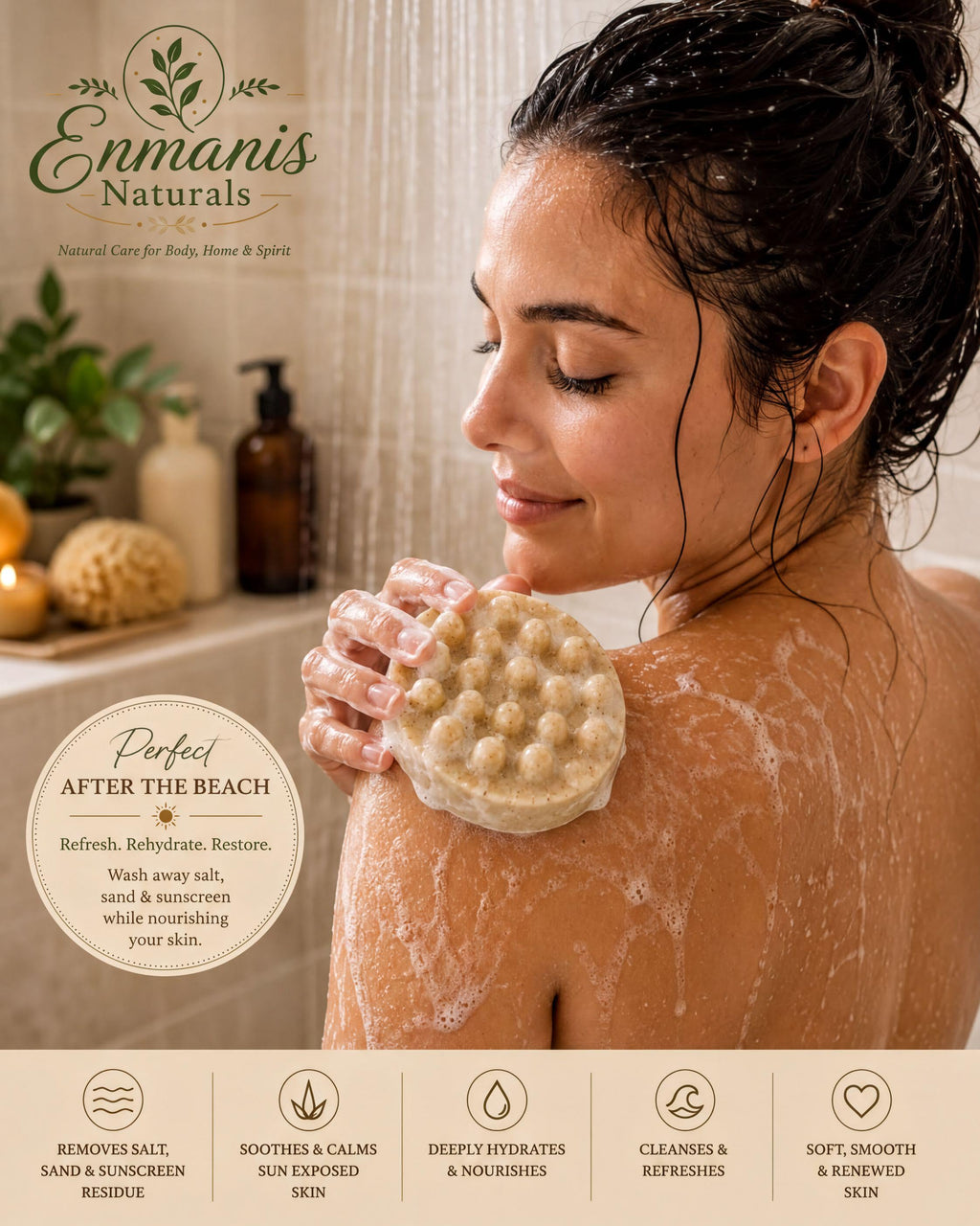 After Beach Massage Bar | Goat Milk Aloe Vera Salt Reset Soap (4–4.5 Oz)