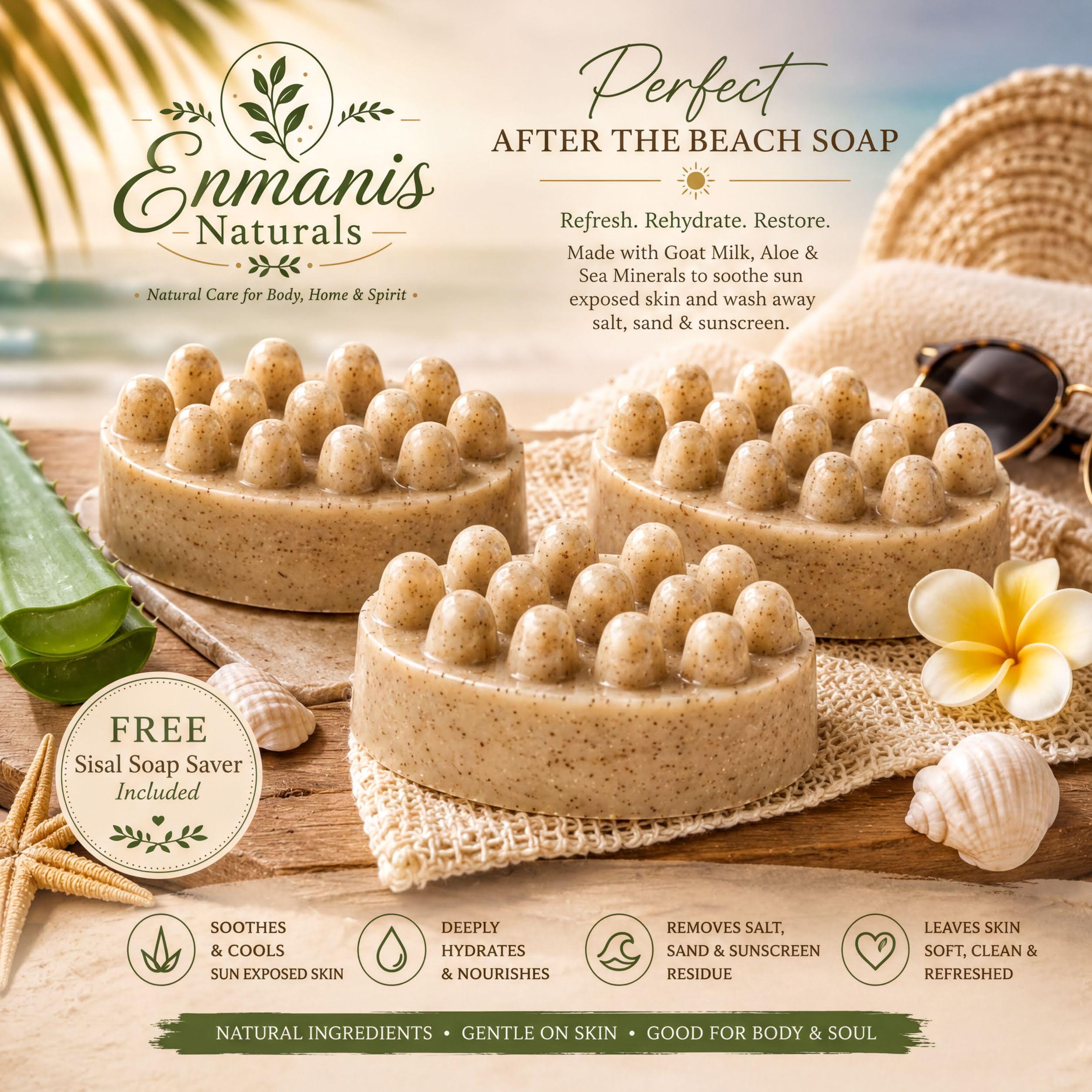 After Beach Massage Bar | Goat Milk Aloe Vera Salt Reset Soap (4–4.5 Oz)