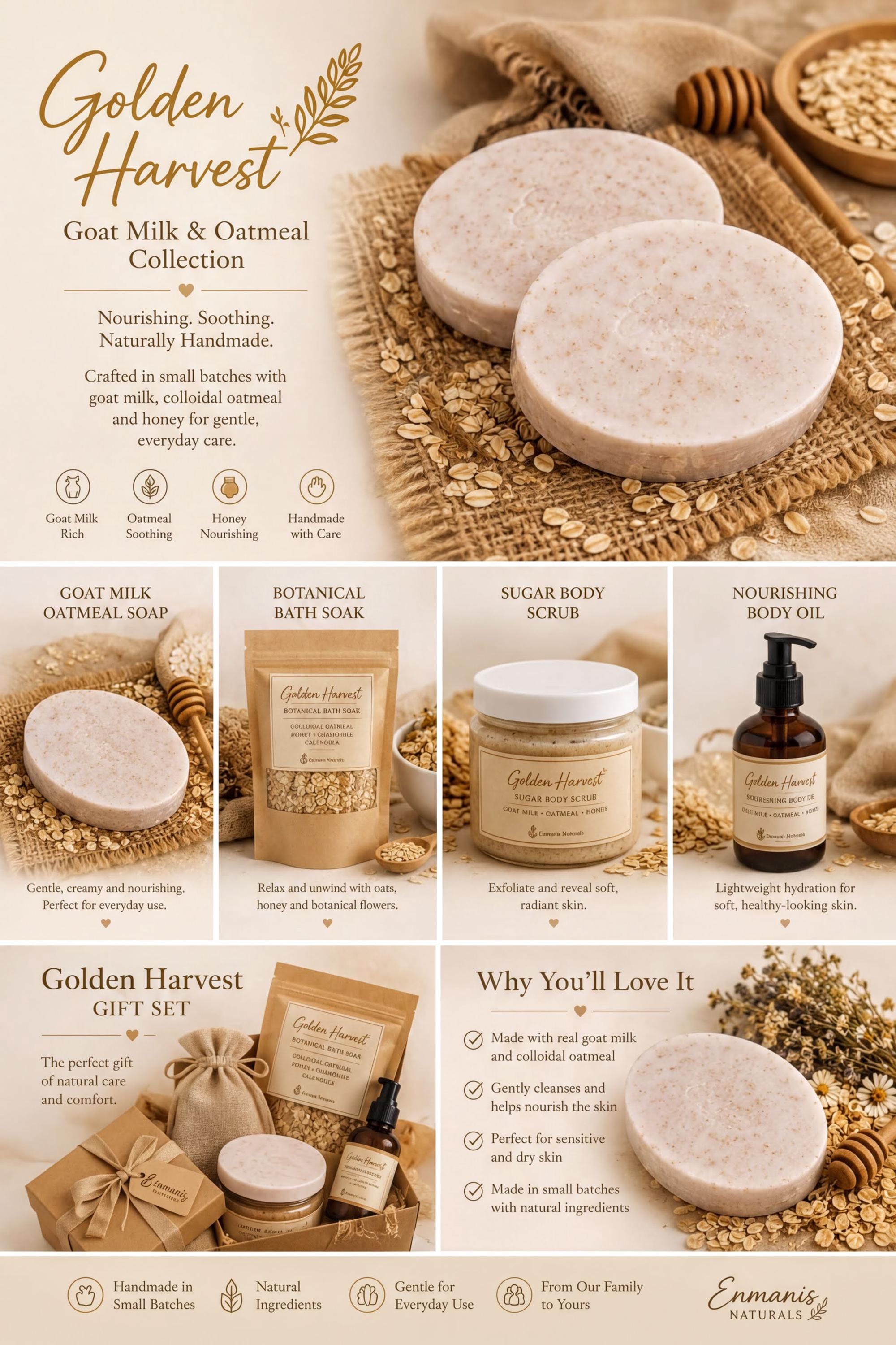 Goat Milk Soap - Colloidal Oatmeal, Honey, Shea Butter | 5.5 Oz | Dry, Sensitive Skin