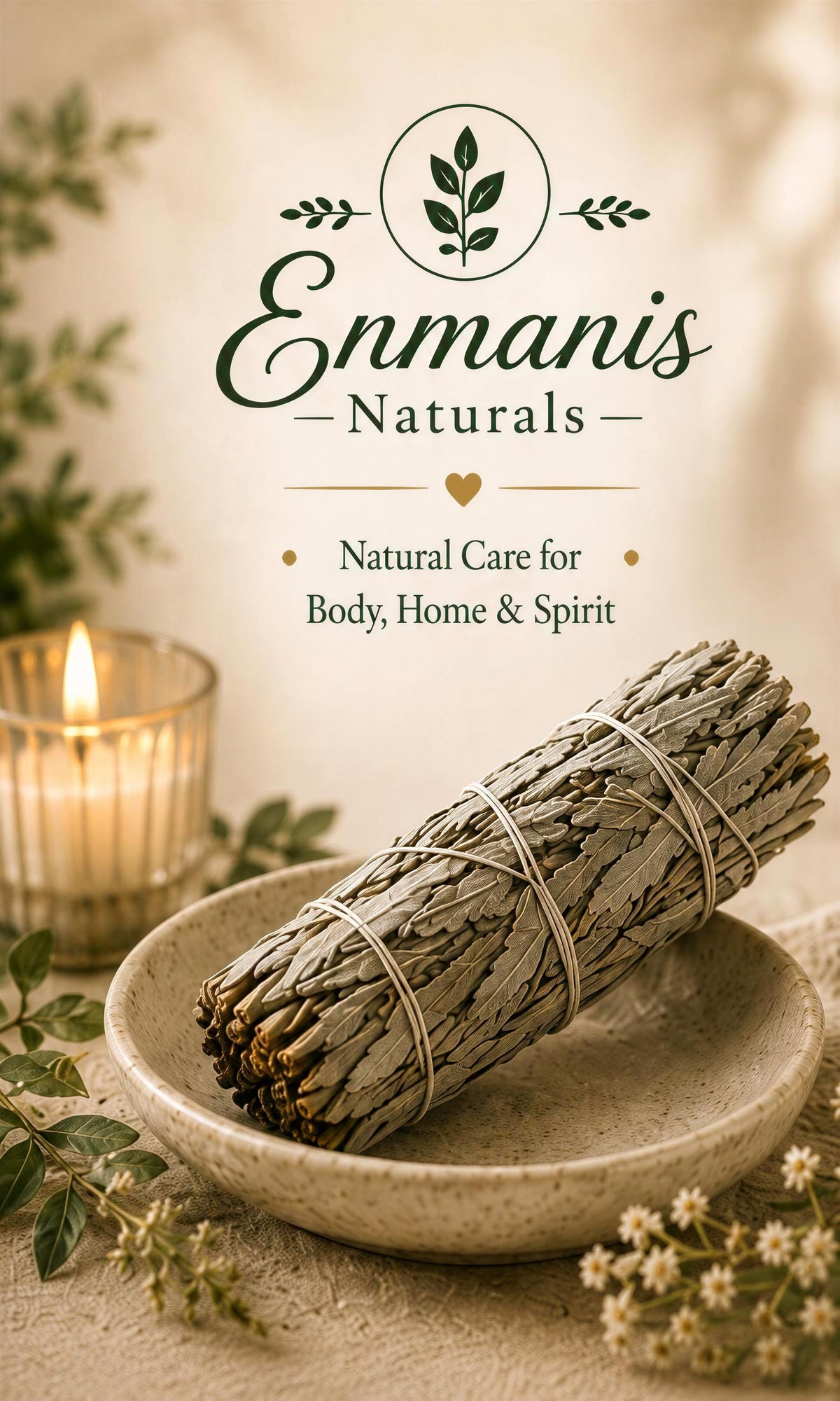 White Sage Smudge Stick, Hand-Tied 6 Inch Bundle