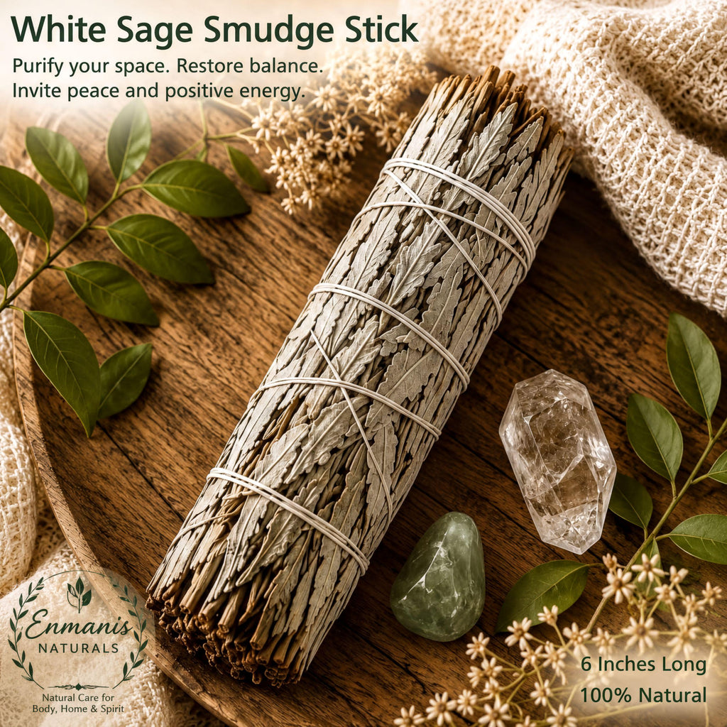 White Sage Bundle - Hand-Tied 6 Inch Smudge Stick | Natural Cotton | Ritual Use | Home Blessing