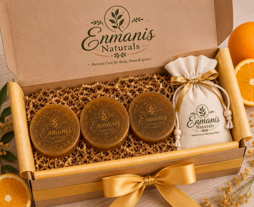 Handmade Orange, Glycerin Soap Gift Set | Citrus Oil | Dried Peel | Translucent Amber Bars