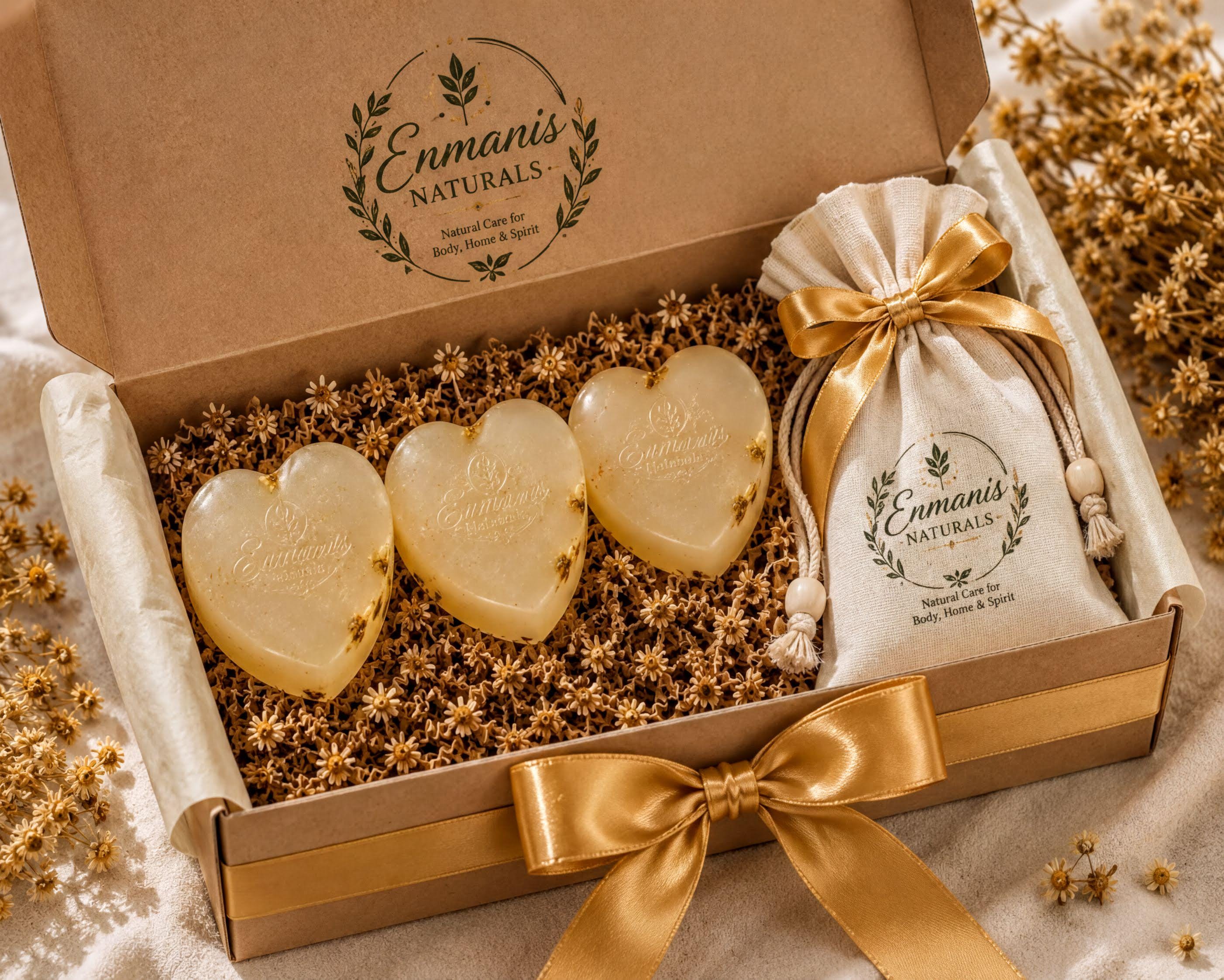 Unscented Soap Bar | Fragrance-Free Glycerin | Heart-Shaped Handmade, Sensitive Skin, Chamomille