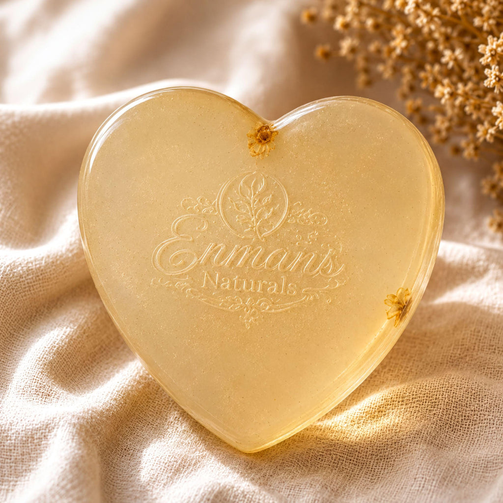 Unscented Soap Bar | Fragrance-Free Glycerin | Heart-Shaped Handmade, Sensitive Skin, Chamomille