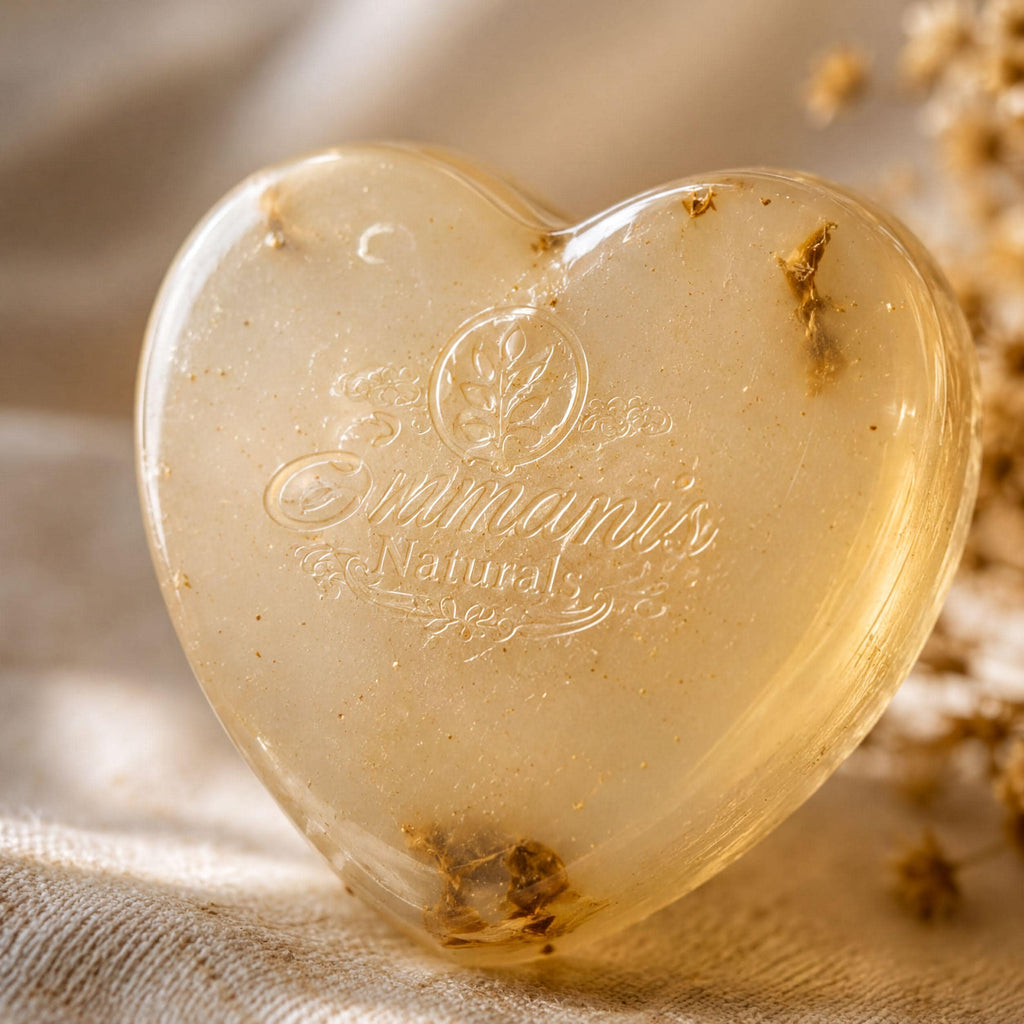 Unscented Soap Bar | Fragrance-Free Glycerin | Heart-Shaped Handmade, Sensitive Skin, Chamomille
