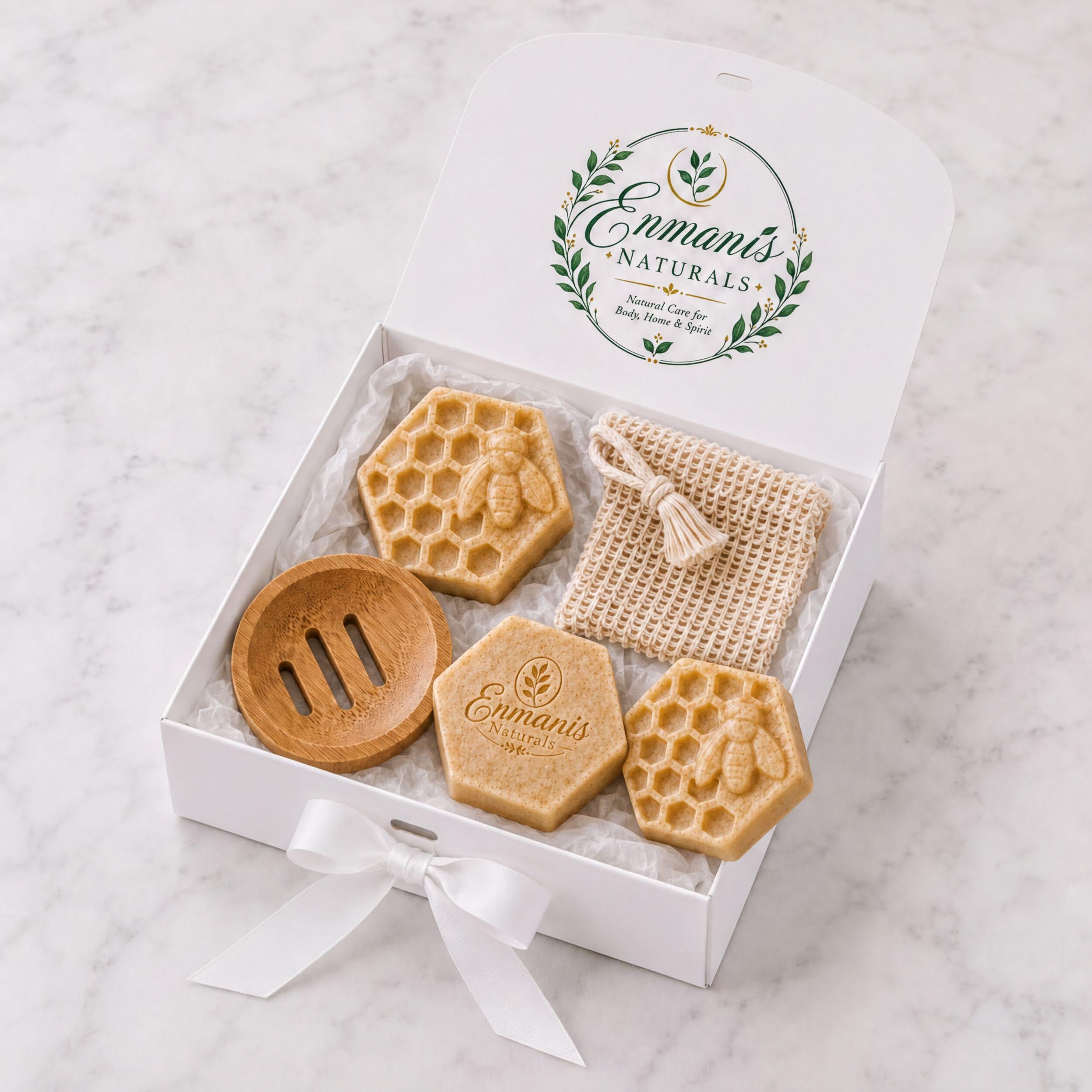 Oatmeal Honey Goat Milk Soap Trio Set with Bamboo Dish, Warm Vanilla Honey