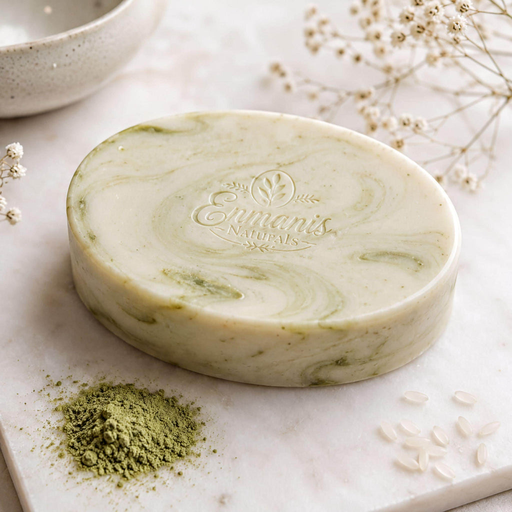 Matcha Rice Milk Soap | Goat Milk Green Tea Bar | Rice Powder, Kaolin Clay & Vitamin E | White Tea Bergamot Soap | 5 Oz set of 3