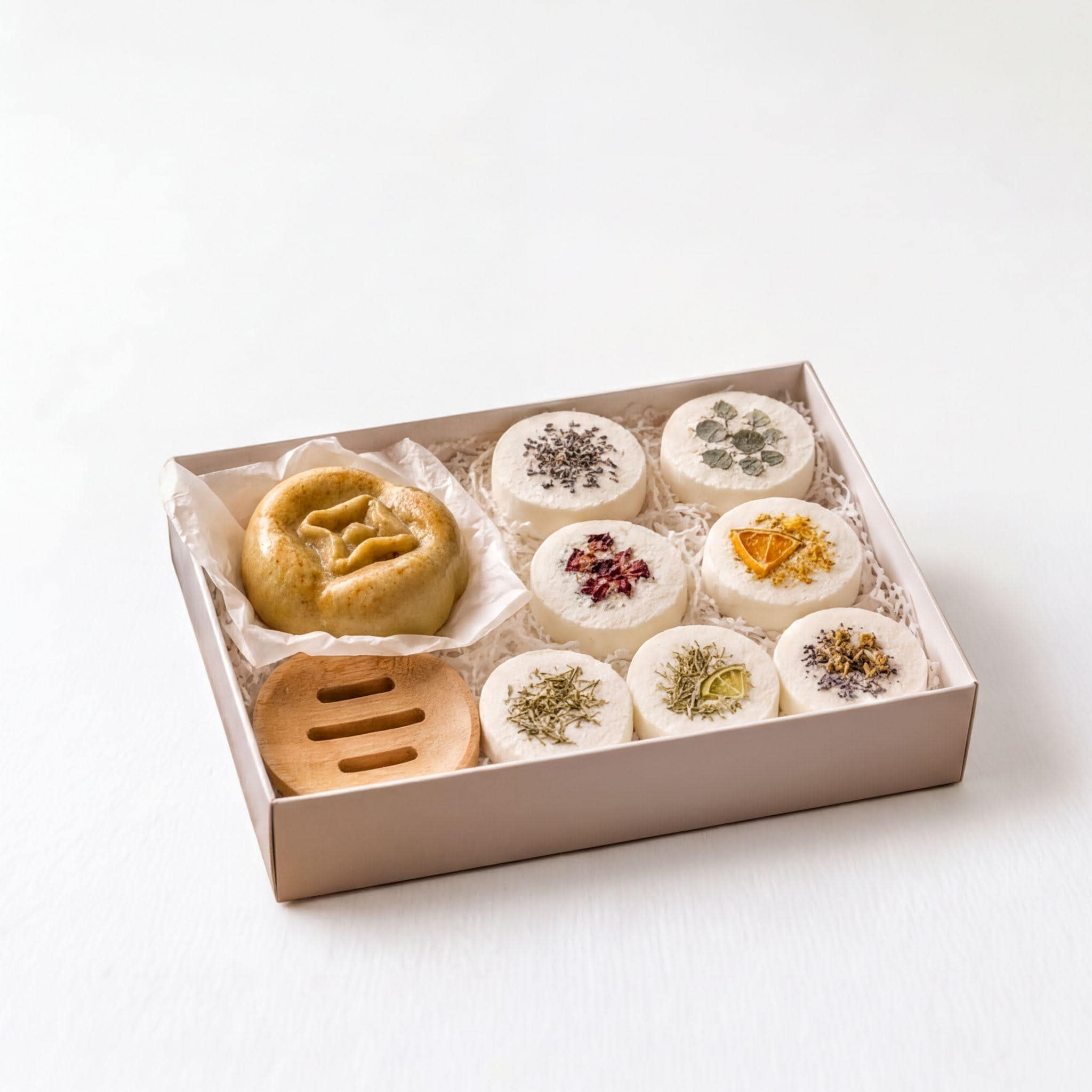 7 Shower Steamers Gift Set with Persimmon Goat Milk Soap & Bamboo Dish | Aromatherapy Spa