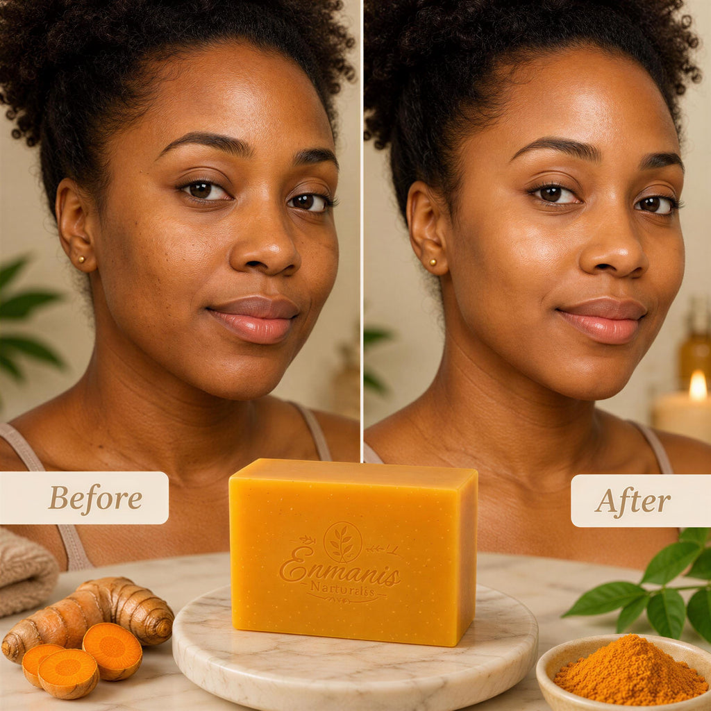Handmade Turmeric Goat Milk Soap Bar, Shea Butter Brightening Cleanser (5.5 oz)