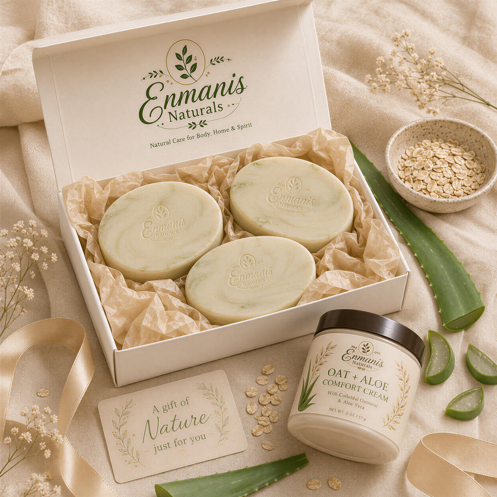 Tattoo Soap, Aftercare Set | Oat Aloe Duo | Fragrance-Free Handmade Ivory Pouch, Sensitive Skin Gift
