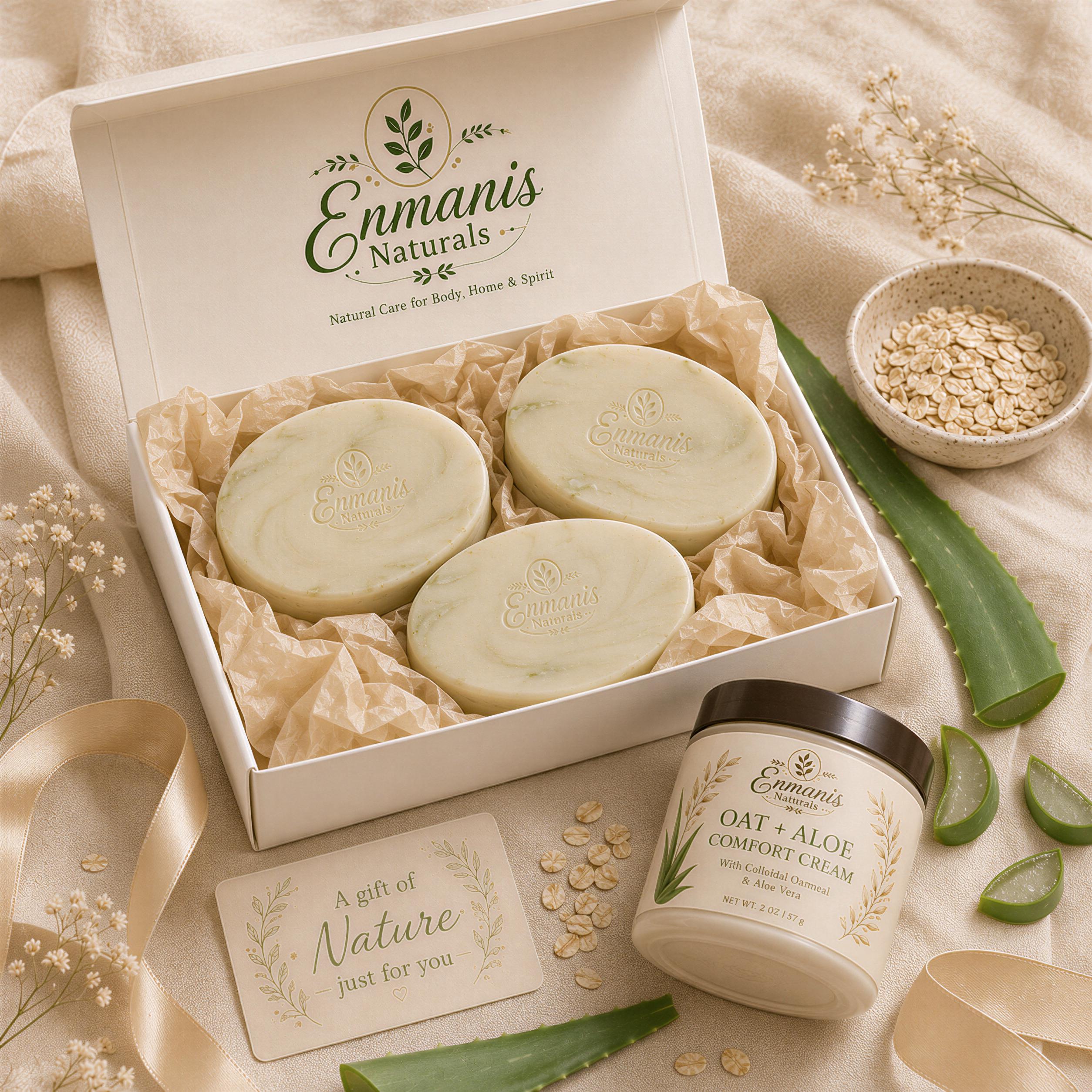 Tattoo Soap, Aftercare Set | Oat Aloe Duo | Fragrance-Free Handmade Ivory Pouch, Sensitive Skin Gift