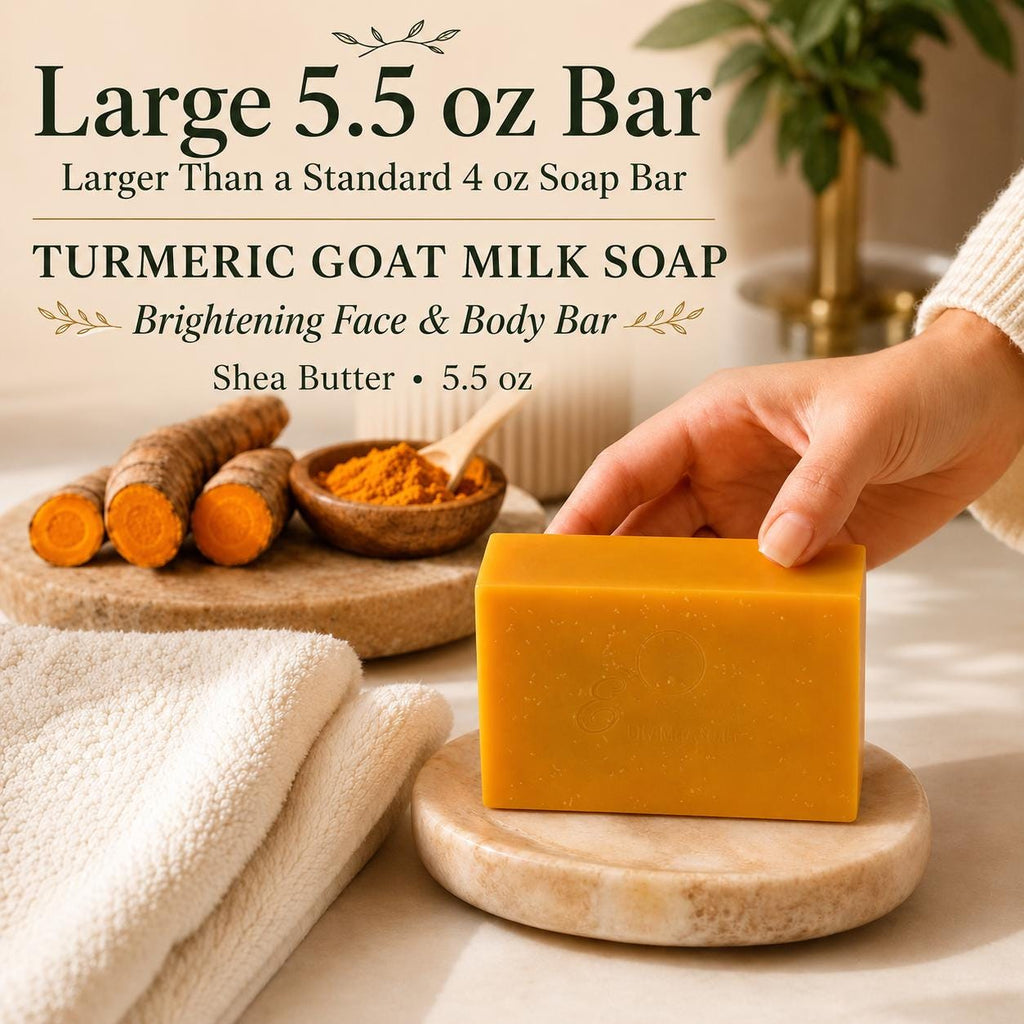 Handmade Turmeric Goat Milk Soap Bar, Shea Butter Brightening Cleanser (5.5 oz)
