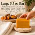 Handmade Turmeric Goat Milk Soap Bar, Shea Butter Brightening Cleanser (5.5 oz)