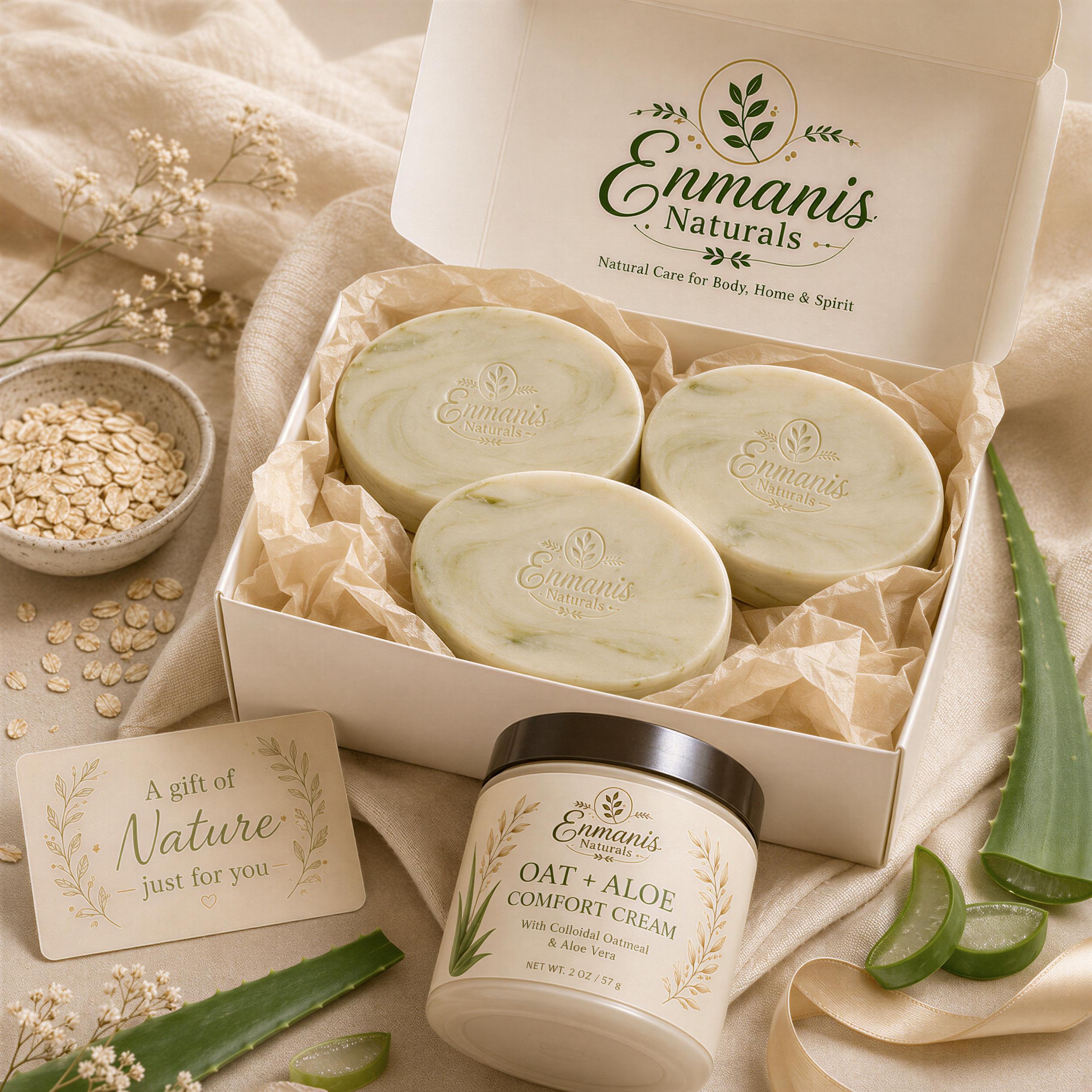 Tattoo Soap, Aftercare Set | Oat Aloe Duo | Fragrance-Free Handmade Ivory Pouch, Sensitive Skin Gift