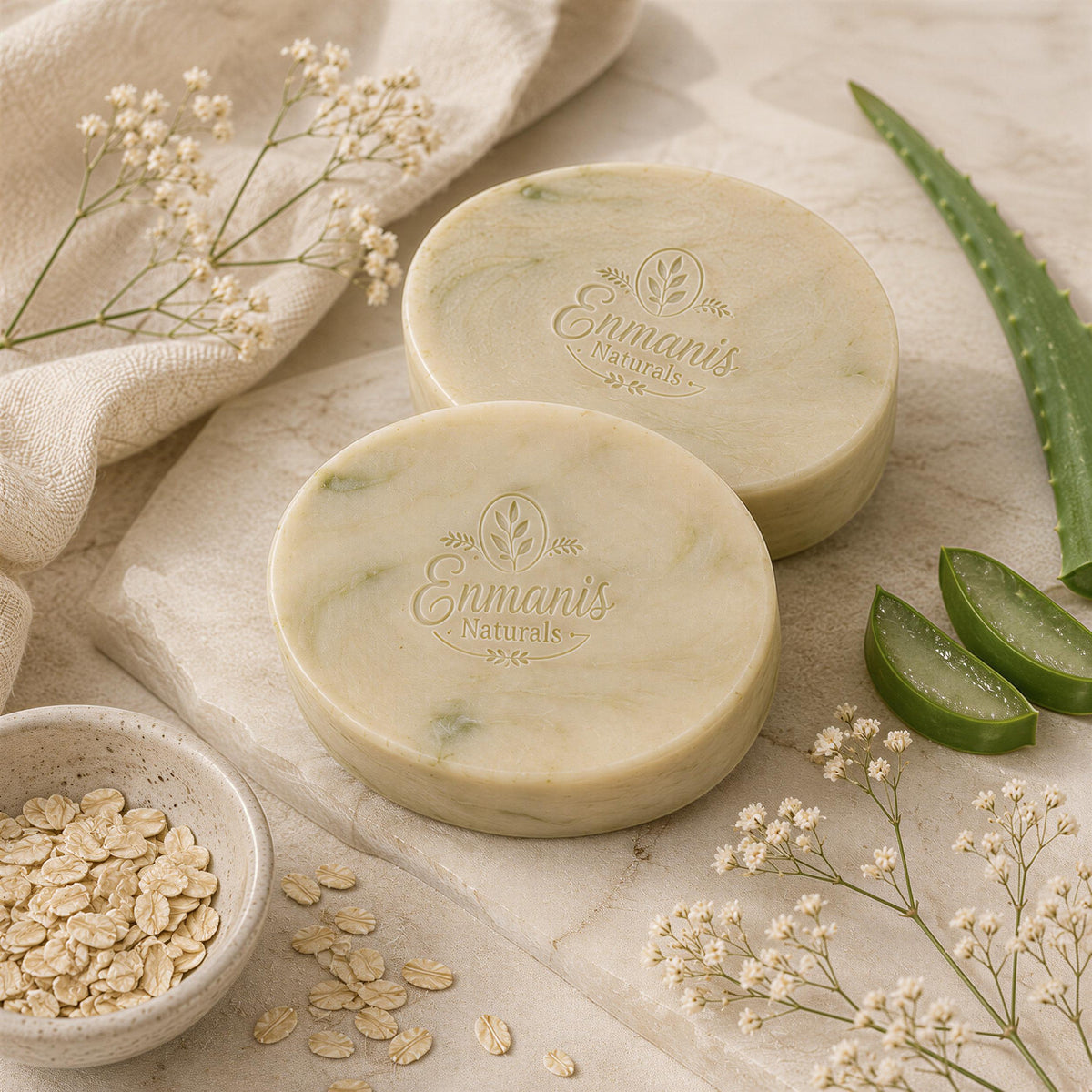 Tattoo Soap, Aftercare Set | Oat Aloe Duo | Fragrance-Free Handmade Ivory Pouch, Sensitive Skin Gift