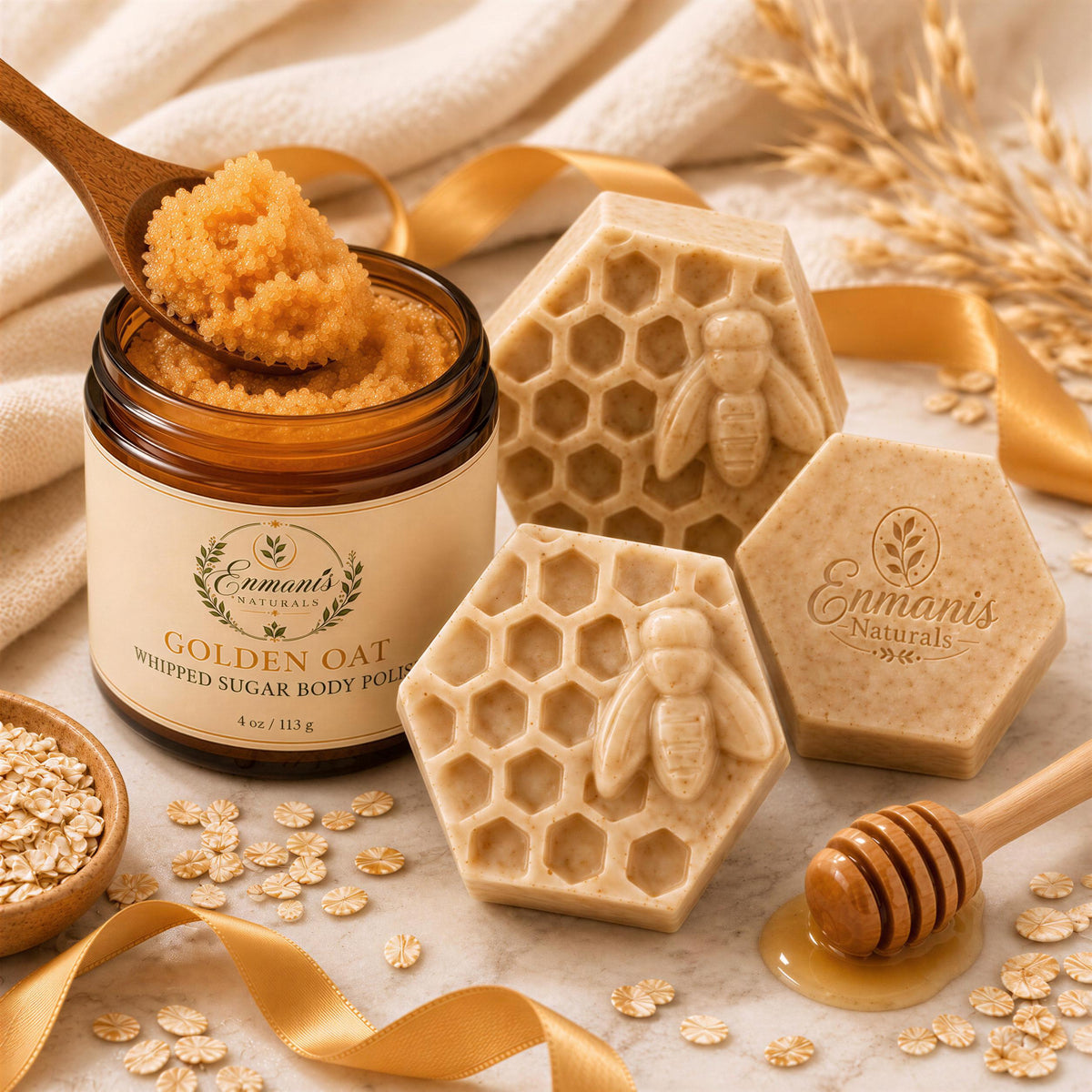 Oatmeal Soap & Whipped Sugar Body Polish Set | Shea Butter, Cane Sugar (4 oz)