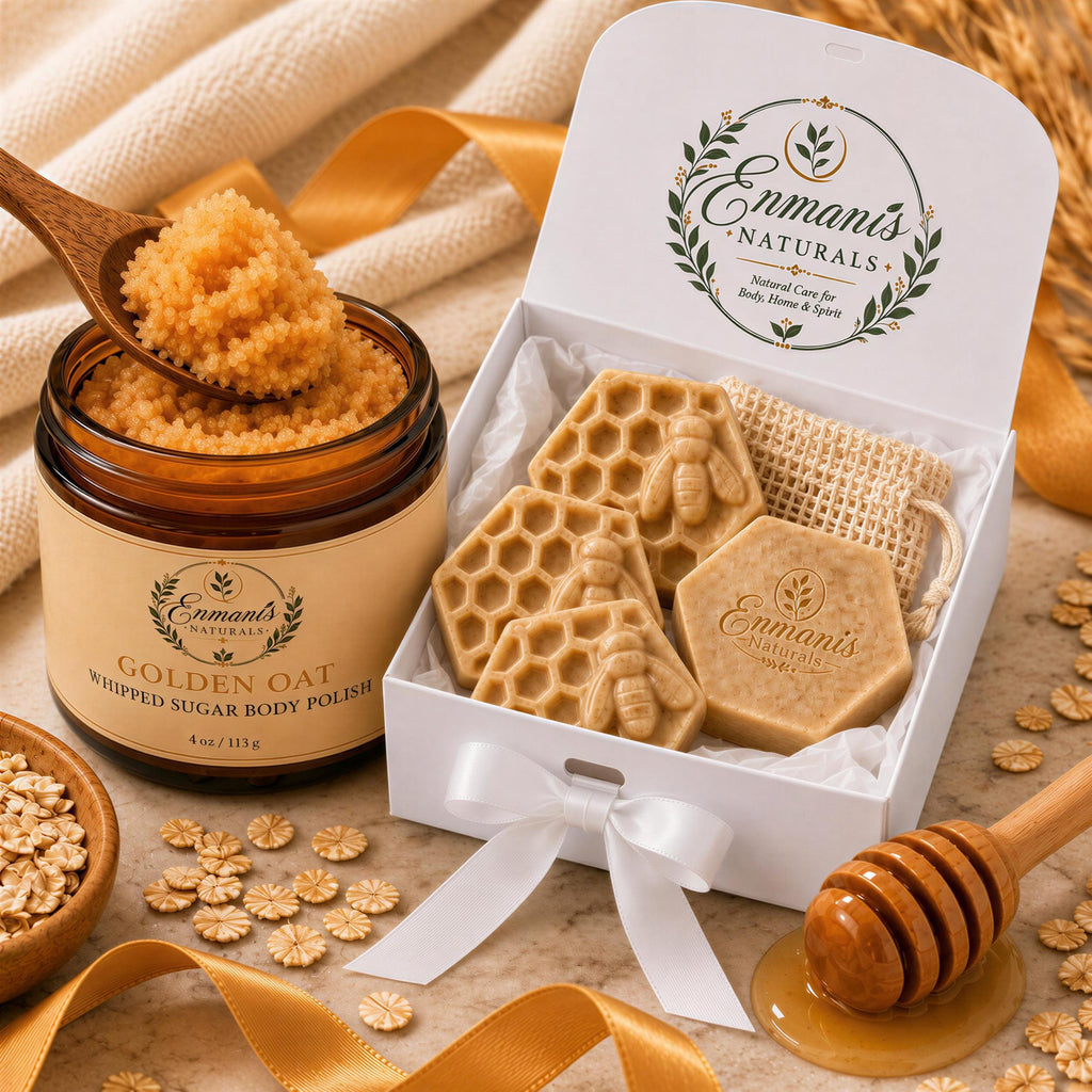 Oatmeal Soap & Whipped Sugar Body Polish Set | Shea Butter, Cane Sugar (4 oz)