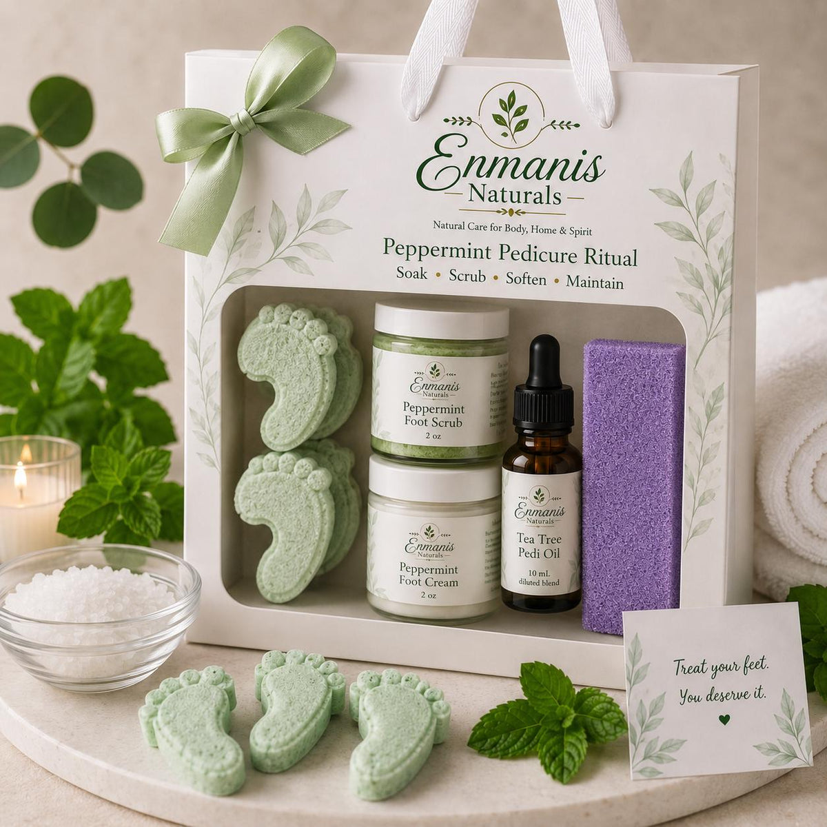 Organic Eucalyptus Peppermint Pedicure Spa Kit – Gift-Ready Foot Care Set