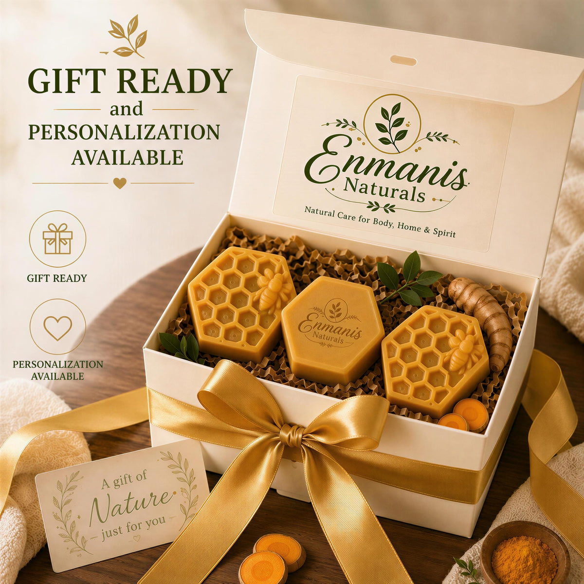 Turmeric Kojic Acid Goat Milk Soap Set – Skin Brightening Cleanser Bars (Gift Ready)