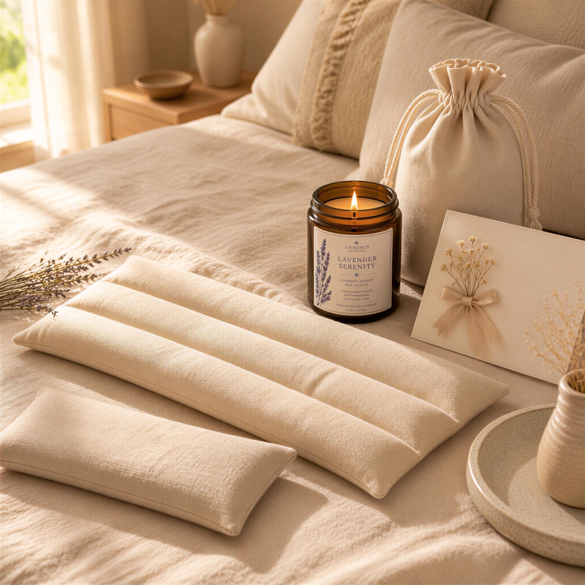 Bridesmaid Proposal Gift Box – Lavender Neck Wrap, Eye Pillow & Candle Set, Personalized Spa Gift
