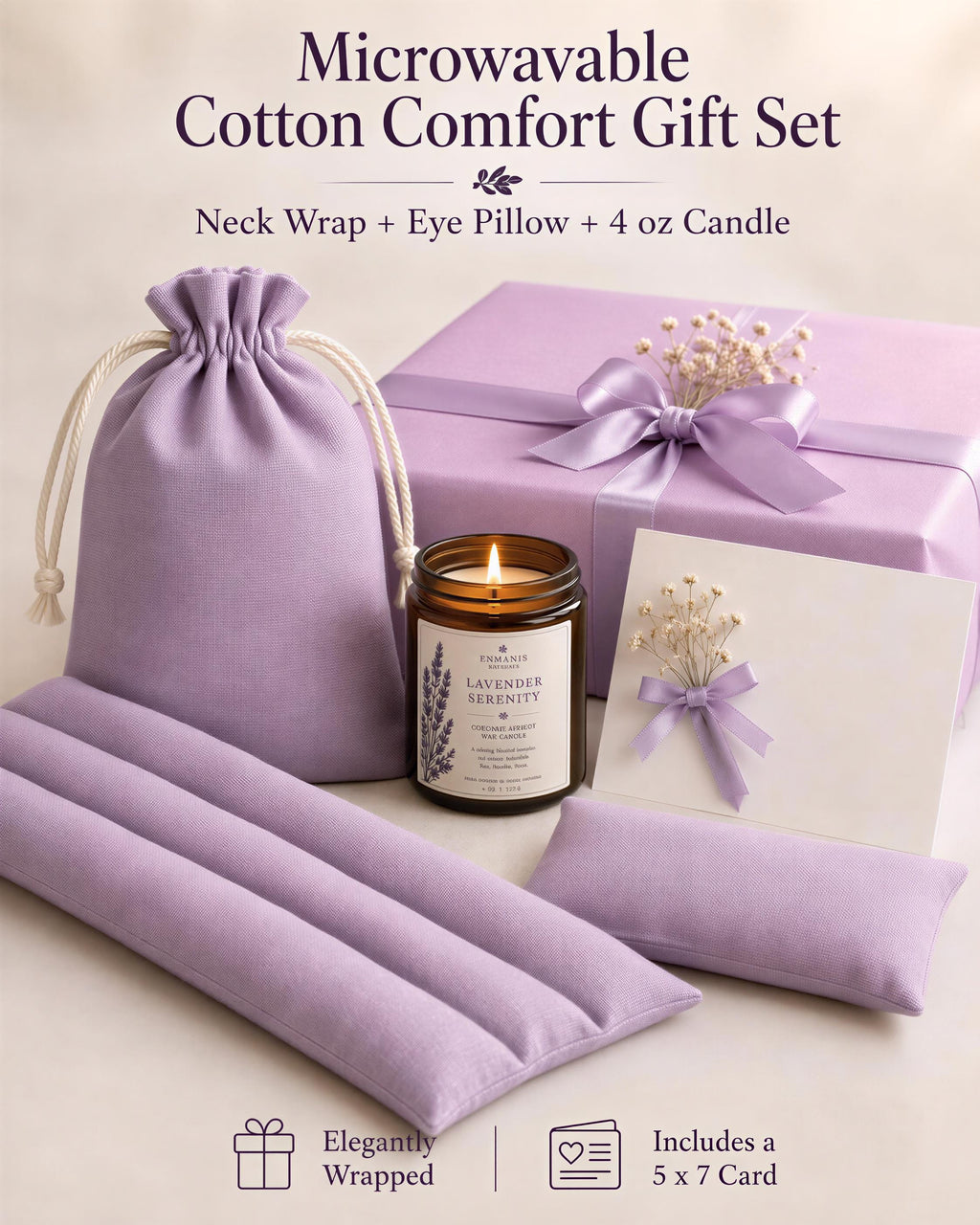 Bridesmaid Proposal Gift Box – Lavender Neck Wrap, Eye Pillow & Candle Set, Personalized Spa Gift