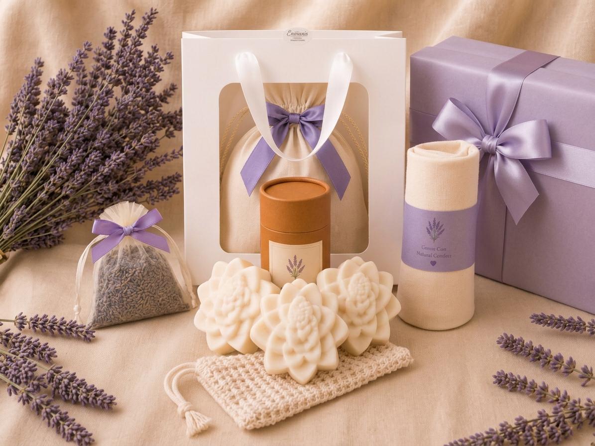 Soap Gift Set | Lavender Botanicals - Three Handmade Bars, Muslin Pouch, Cloth, Sachet, Calming Ritual