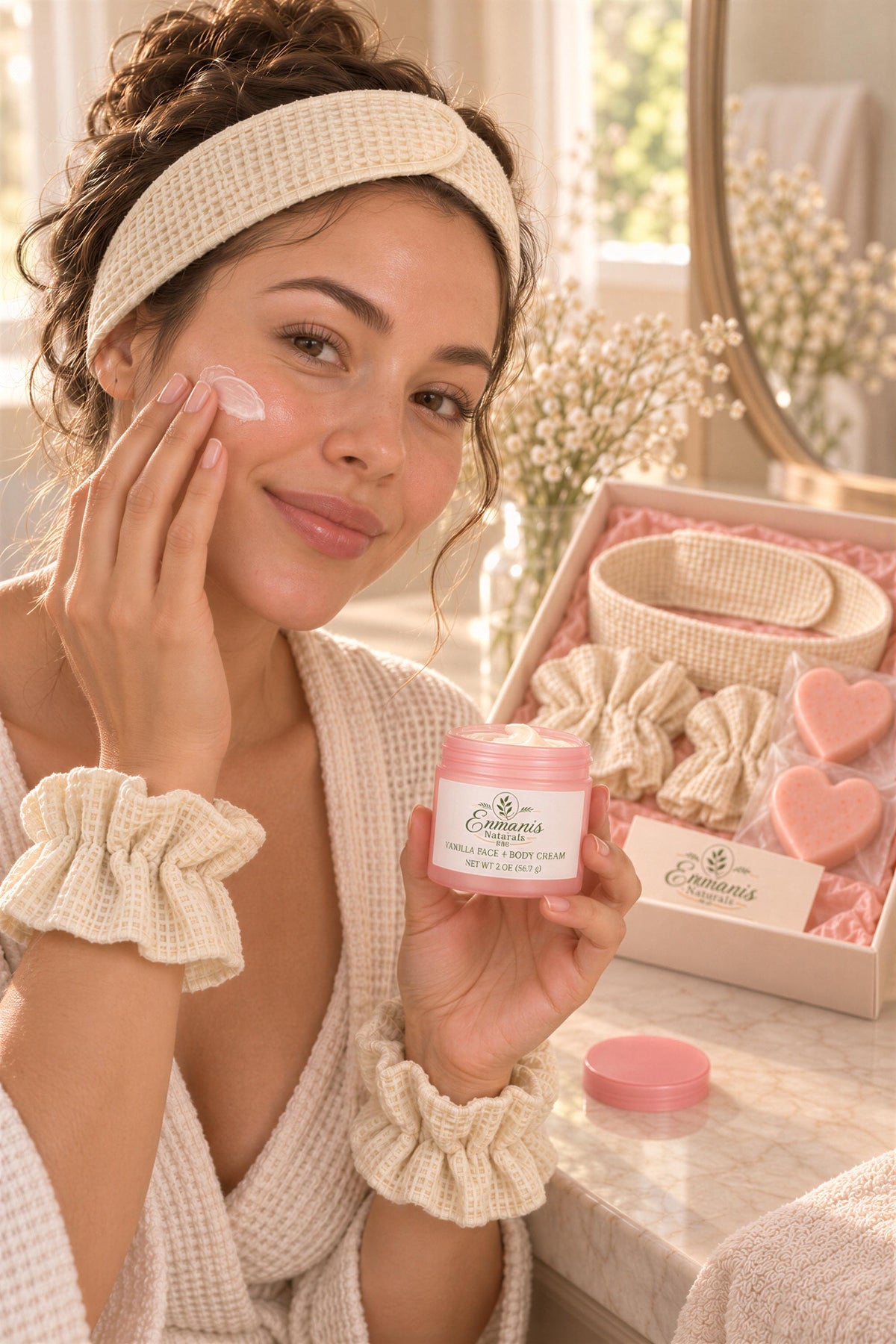 Face Washing Set, Ivory Cotton Spa Ritual | Rice Soap | Body Cream | Gift Box Emmaris Naturals