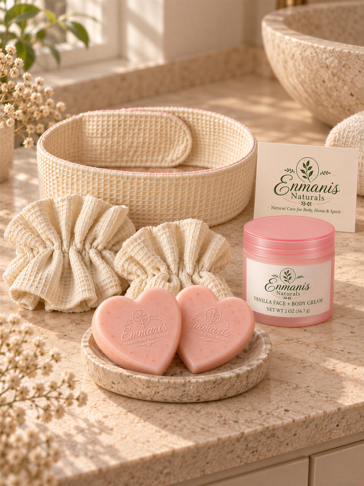 Face Washing Set, Ivory Cotton Spa Ritual | Rice Soap | Body Cream | Gift Box Emmaris Naturals