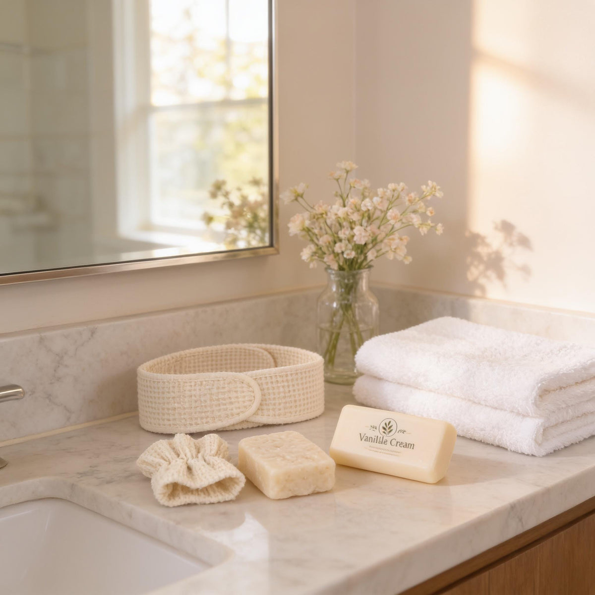 Face Washing Set, Ivory Cotton Spa Ritual | Rice Soap | Body Cream | Gift Box Emmaris Naturals