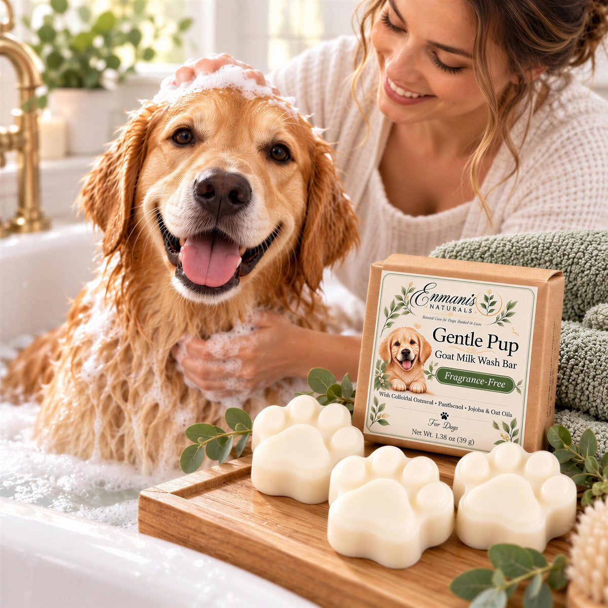 Dog Paw Wash | Goat Milk, Oatmeal, Jojoba | Handmade Gentle Fragrance-Free Puppy Bath Bar