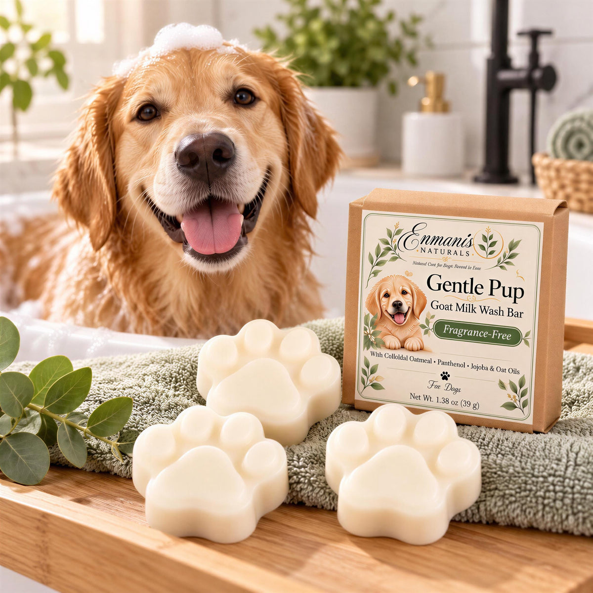 Dog Paw Wash | Goat Milk, Oatmeal, Jojoba | Handmade Gentle Fragrance-Free Puppy Bath Bar