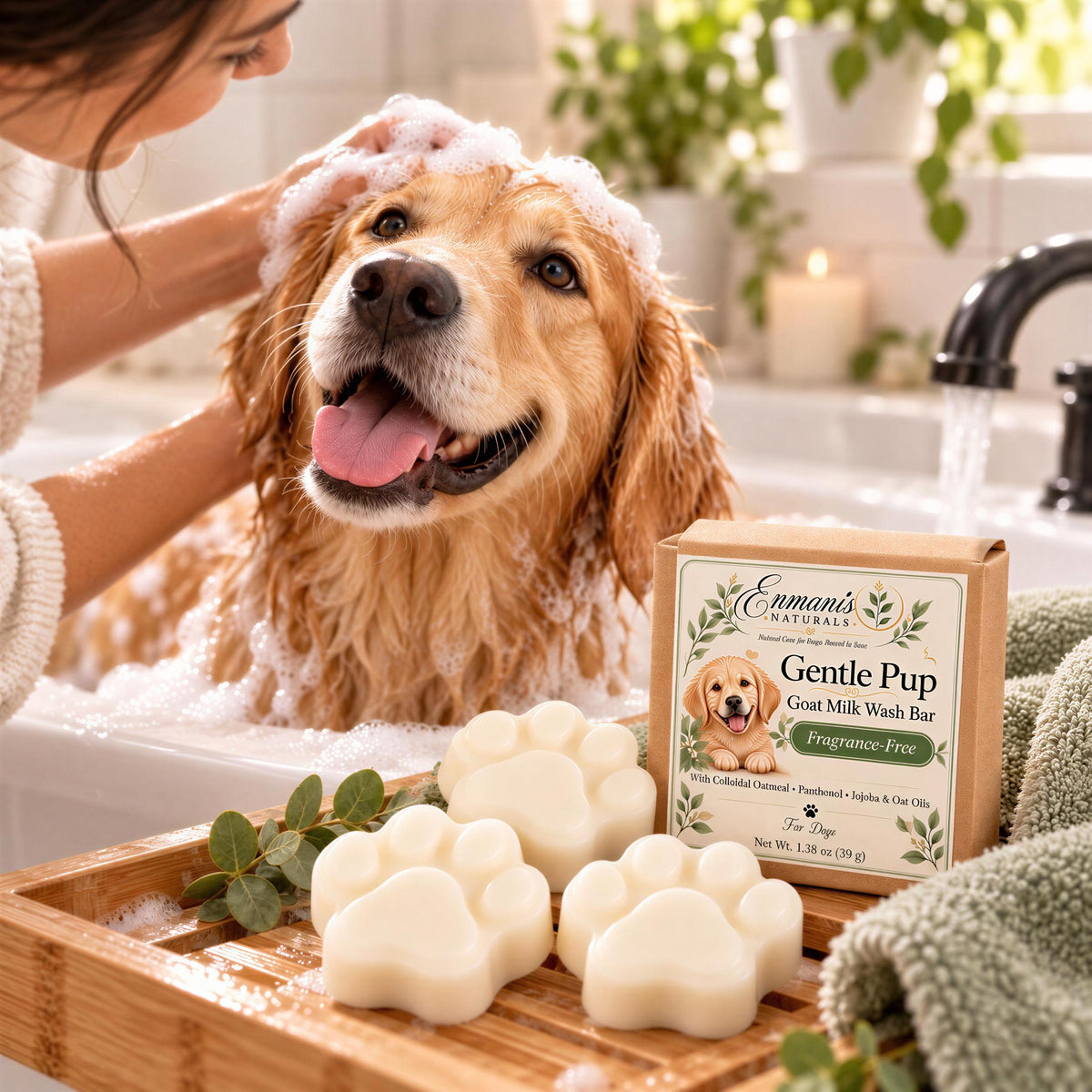 Dog Paw Wash | Goat Milk, Oatmeal, Jojoba | Handmade Gentle Fragrance-Free Puppy Bath Bar