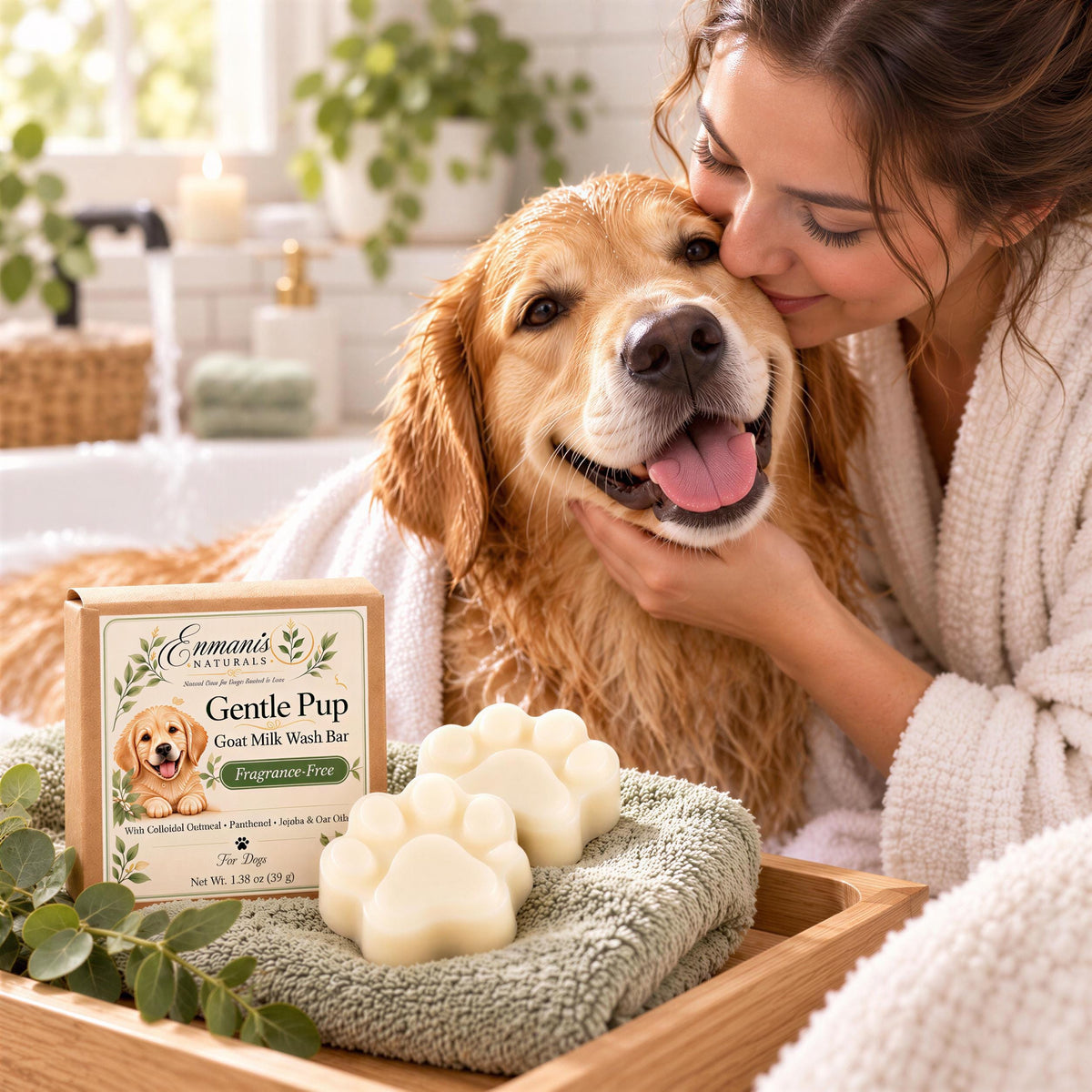 Dog Paw Wash | Goat Milk, Oatmeal, Jojoba | Handmade Gentle Fragrance-Free Puppy Bath Bar