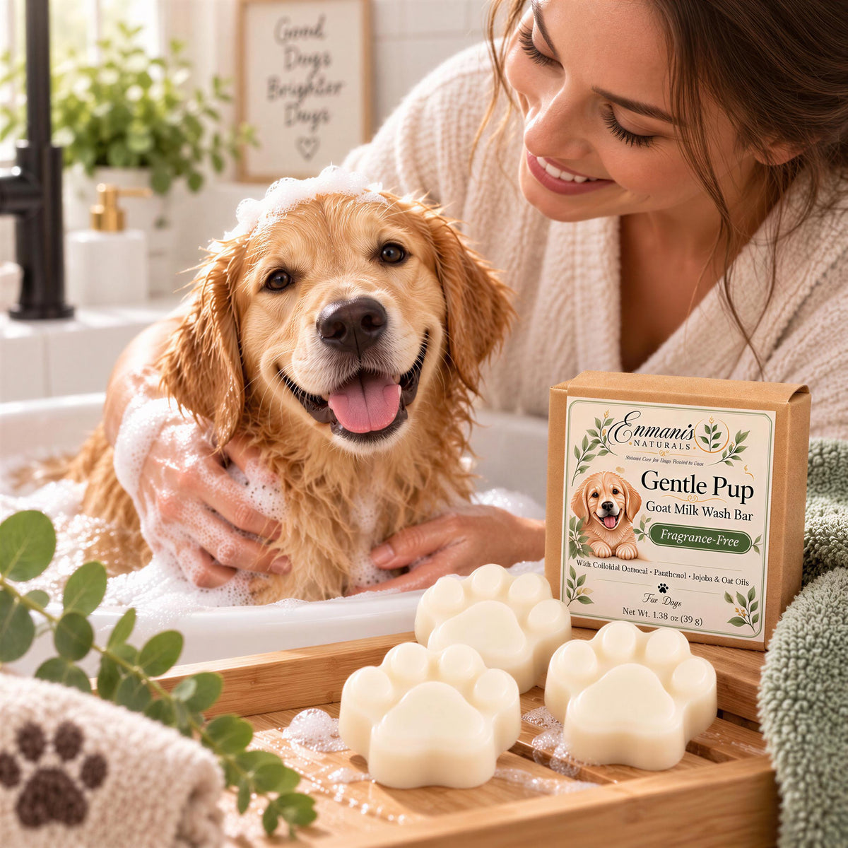 Dog Paw Wash | Goat Milk, Oatmeal, Jojoba | Handmade Gentle Fragrance-Free Puppy Bath Bar