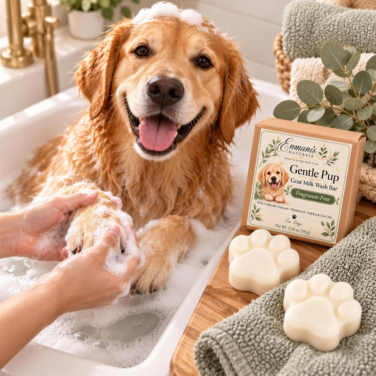 Dog Paw Wash | Goat Milk, Oatmeal, Jojoba | Handmade Gentle Fragrance-Free Puppy Bath Bar
