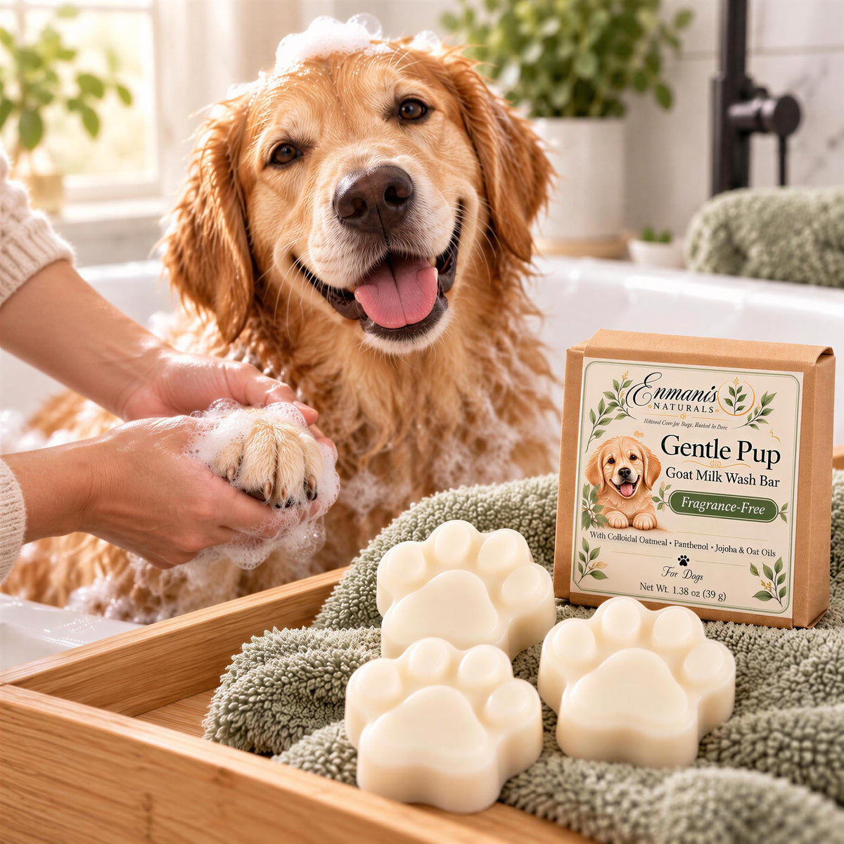 Dog Paw Wash | Goat Milk, Oatmeal, Jojoba | Handmade Gentle Fragrance-Free Puppy Bath Bar