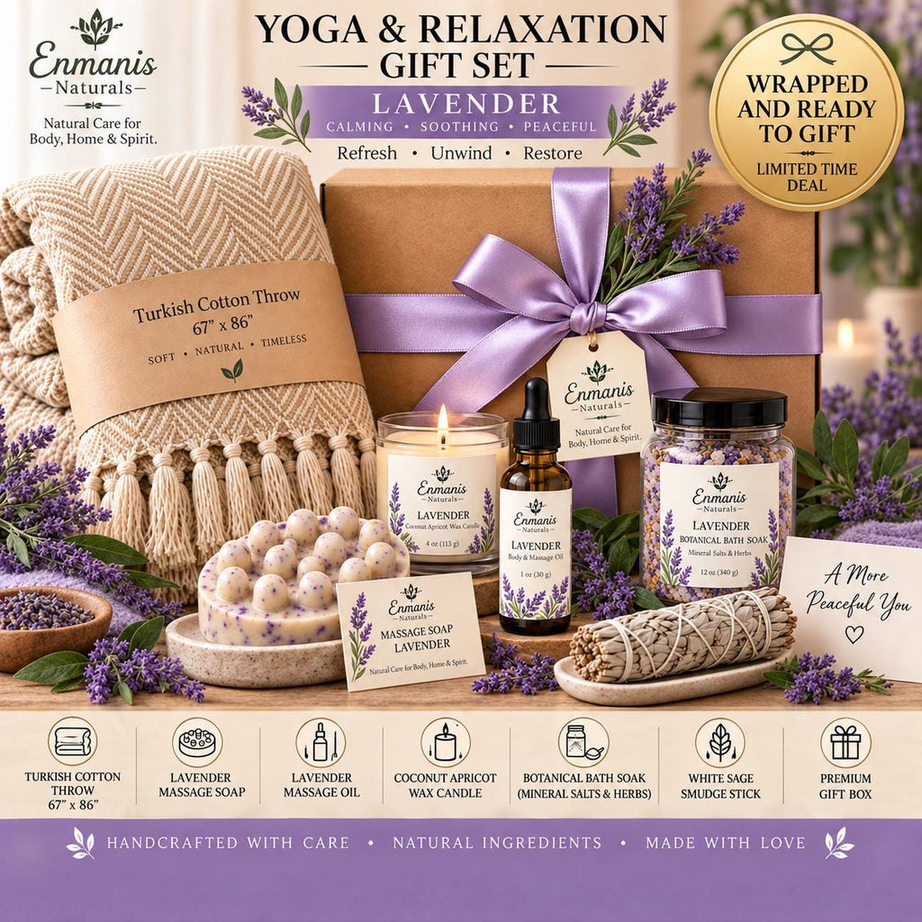 Lavender Serenity, Turkish Cotton Throw, Coconut Apricot Candle | Bath Soak | White Sage Ritual
