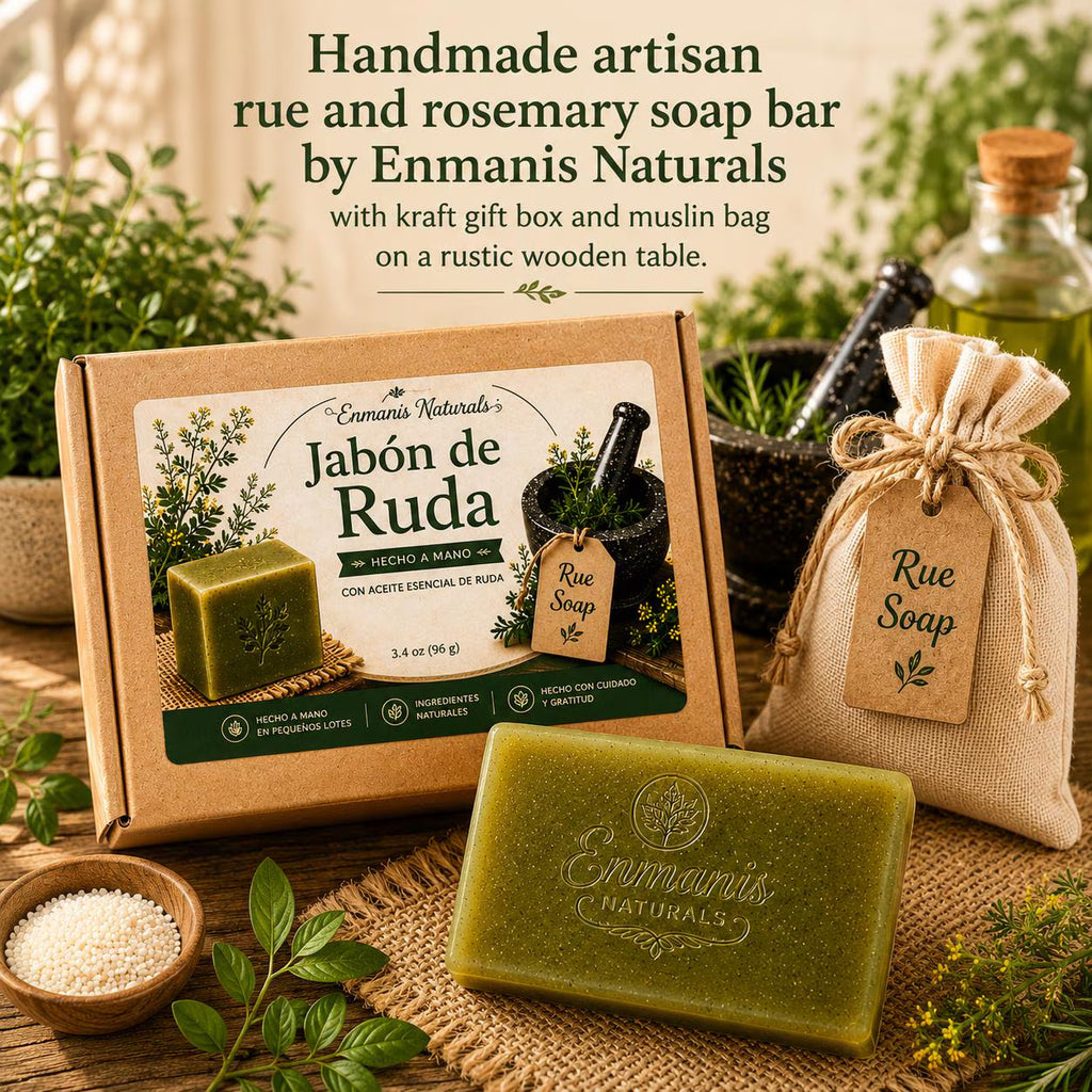 Rue Soap Bar,Ritual Soap bar, Jabon De Ruda Artesanal con Ruda autentica - Enmanis Naturals