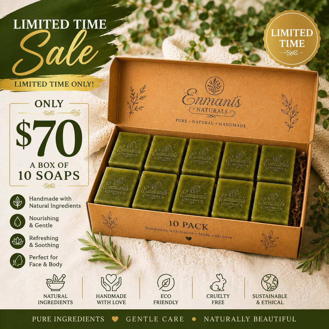 Rue Soap Bar,Ritual Soap bar, Jabon De Ruda Artesanal con Ruda autentica - Enmanis Naturals